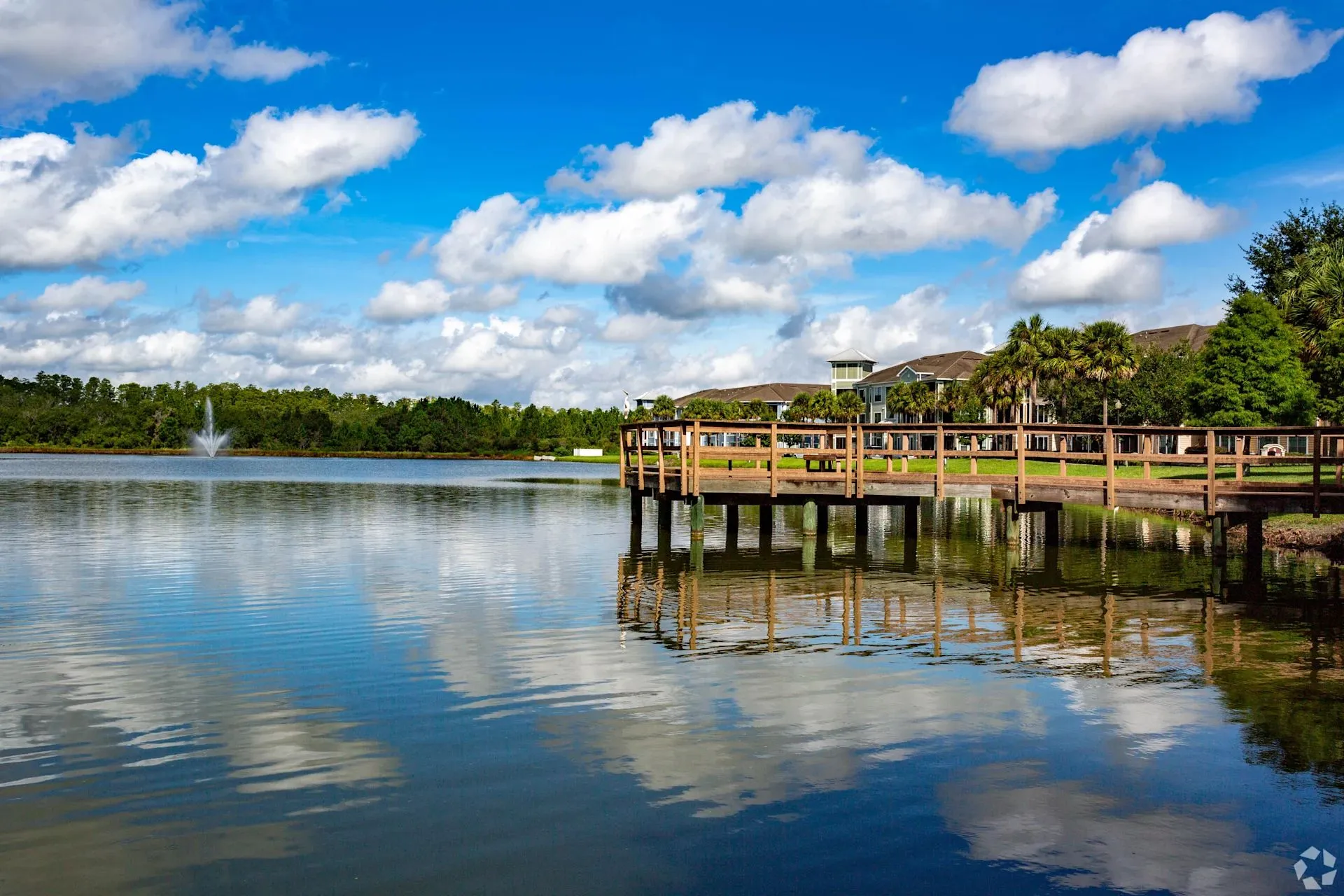Lake and pier at Cagan Crossings