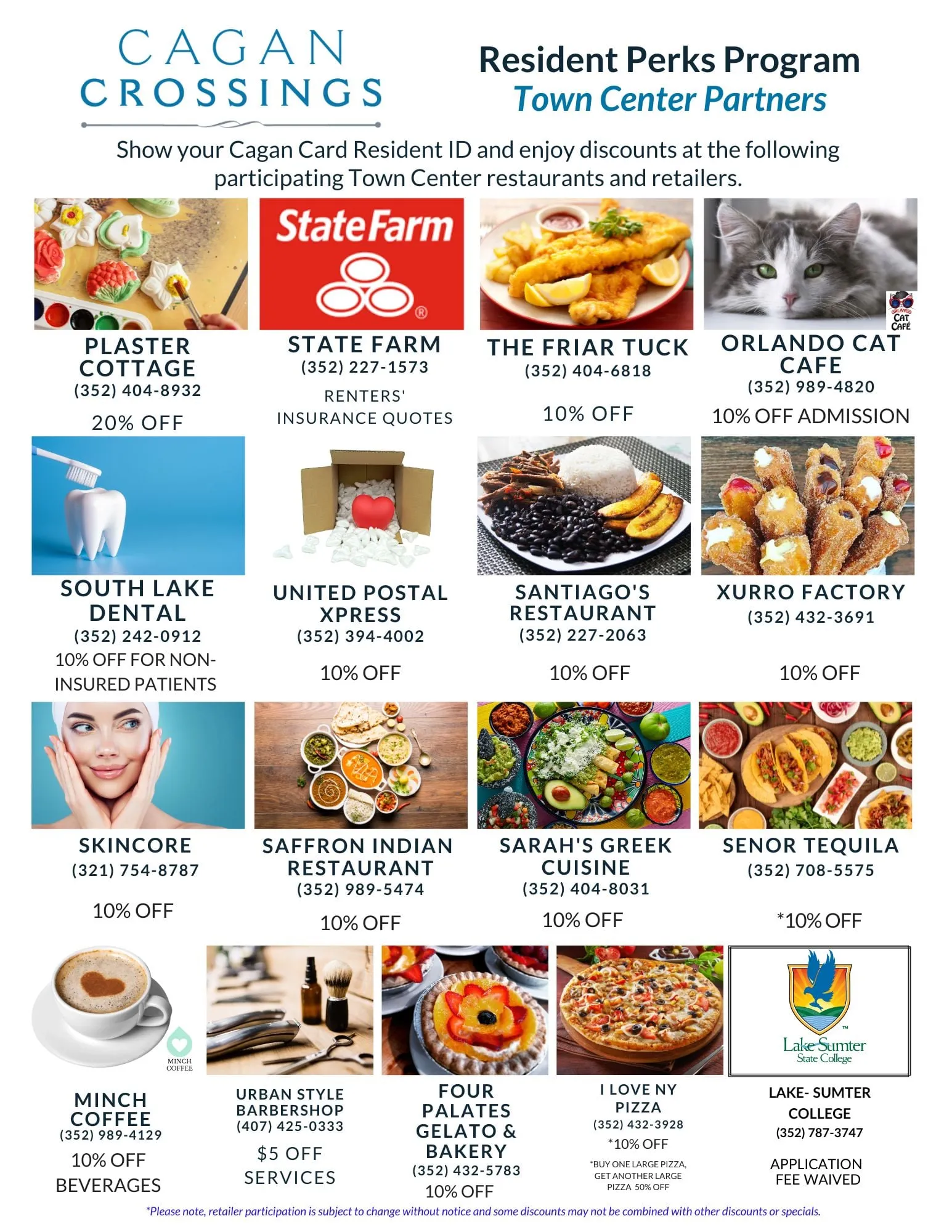 Cagan Crossings Resident Perks Program Town Center Partners flyer